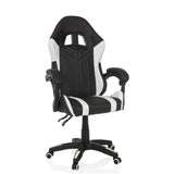 Sedia da gaming GAMEBREAKER W02 bianca e nera con base a cinque ruote di MyBuero – vista a 360° (vista frontale a tre quarti 30°)