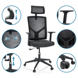 Sedia Home Office BRETON B in nero con poggiatesta e braccioli regolabili di hjh OFFICE