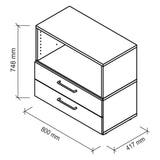Disegno tecnico del mobile base FlexWall di 800 × 417 mm di hjh OFFICE PRO