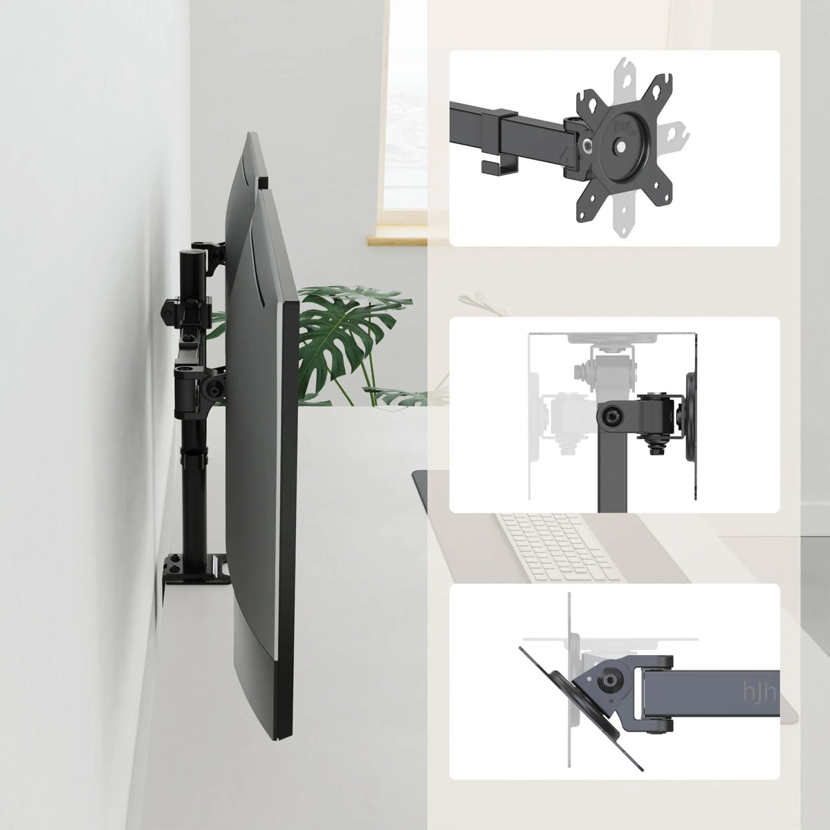 Piastra di montaggio e giunzioni articolate del Supporto per monitor Ergomount M2 in nero di hjh OFFICE