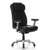 Poltrona professionale EMBASSY 200 L nera con braccioli e base argentata a cinque ruote di hjh OFFICE – vista a 360° (vista frontale a tre quarti 40°)