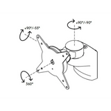 Disegno tecnico degli accessori ORGPD con intervalli di rotazione di 360° e +90°/-90° di hjh OFFICE PRO
