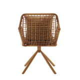 Retro della sedia imbottita Tavaro Korvik con struttura intrecciata e telaio a quattro gambe in marrone di hjh LIVING