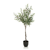 Piante artificiali verdi OLIVE come ulivo in un vaso nero di hjh OFFICE – vista a 360° (profilo laterale 90°)