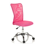 Sedia girevole per bambini KIDDY NET I rosa con schienale in rete e base a cinque ruote di hjh OFFICE – vista a 360° (vista frontale a tre quarti 40°)