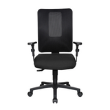 Sedia da ufficio professionale HJH WORK PRO nera con schienale in rete e base a cinque ruote di Topstar – vista a 360° (vista frontale 0°)