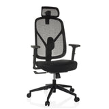 Sedia da ufficio professionale RALOO ECO nera con schienale in rete e base a cinque ruote di hjh OFFICE – vista a 360° (vista frontale 15°)