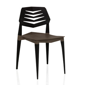 Sedia da esterno Flecharo in marrone e nero con uno schienale caratteristico di hjh LIVING