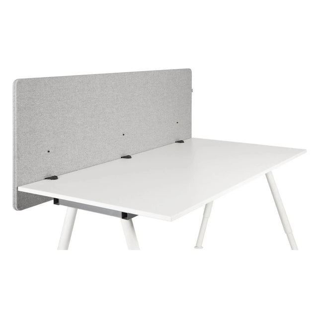Divisorio per scrivania FLEXMIUT D 160 grigio chiaro mélange con piano e gambe bianche di hjh OFFICE