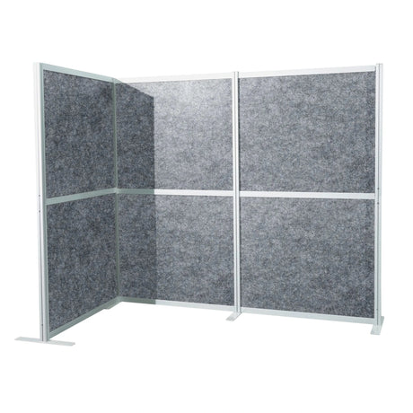 Parete divisoria Flexmiut Modul L grigia con superficie simile al feltro e cornice in alluminio argento di hjh OFFICE