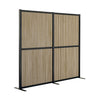 Parete divisoria FLEXMIUT MODUL con listelli in legno marrone e telaio in metallo nero di hjh OFFICE