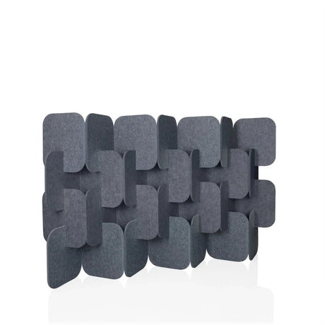 Parete divisoria FLEXMIUT PLUG grigia in feltro con disposizione sfalsata come set di quattro pezzi di hjh OFFICE