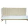 Divisorio per scrivania beige FLEXMIUT ROLL con trapuntatura verticale su una scrivania bianca di hjh OFFICE