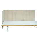 Divisorio per scrivania beige FLEXMIUT ROLL con trapuntatura verticale su una scrivania bianca di hjh OFFICE
