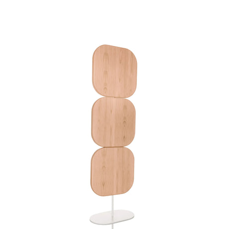 Parete divisoria beige FLEXMIUT W con tre elementi in legno arrotondati su base bianca di hjh OFFICE
