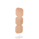 Parete divisoria beige FLEXMIUT W con tre elementi in legno arrotondati su base bianca di hjh OFFICE