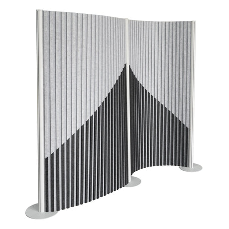 Parete divisoria grigia Flexmiut Wave in tessuto plissettato con motivo geometrico di hjh OFFICE