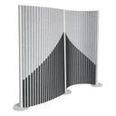 Parete divisoria grigia Flexmiut Wave in tessuto plissettato con motivo geometrico di hjh OFFICE