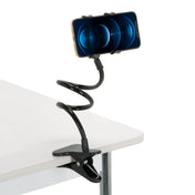 Supporto per cellulare e tablet FLEXMOBI nero con collo di cigno flessibile e morsa da tavolo di hjh OFFICE