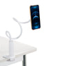Supporto per cellulare e tablet FLEXMOBI I bianco con collo di cigno flessibile e morsetto da tavolo di hjh OFFICE