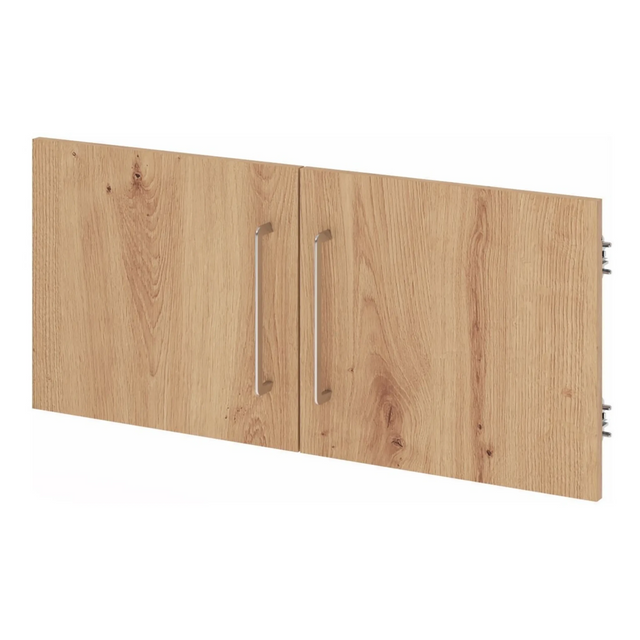 Pensile FlexWall in aspetto rovere frassino con due ante e maniglie argentate di hjh OFFICE PRO