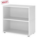 Scaffale bianco FlexWall con due ripiani aperti e piedini neri di hjh OFFICE PRO
