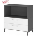 Mobile sottobanco FlexWall in grafite e bianco con due cassetti e base a zoccolo di hjh OFFICE PRO