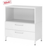 Credenza bianca FlexWall con due cassetti, vano aperto e base a zoccolo di hjh OFFICE PRO