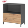 Credenza FlexWall in grafite e rovere frassino con vano aperto e due cassetti di hjh OFFICE PRO