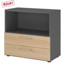 Basetta FlexWall in grafite con due cassetti color rovere e piedini regolabili di hjh OFFICE PRO