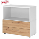 Mobile sottolavabo FlexWall in bianco e rovere frassino con due cassetti e un vano aperto di hjh OFFICE PRO