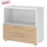 Mobile sottolavabo FlexWall in bianco e rovere con due cassetti e un vano aperto di hjh OFFICE PRO