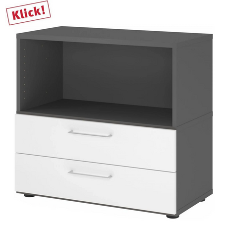 Mobile sottolavabo FlexWall in grafite e bianco con due cassetti e un vano aperto di hjh OFFICE PRO
