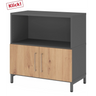 Madia FlexWall in grafite e rovere frassino con vano aperto e due ante di hjh OFFICE PRO