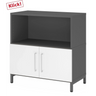 Credenza FlexWall in grafite e bianco con due ante e un vano aperto di hjh OFFICE PRO
