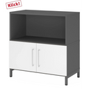 Credenza FlexWall in grafite e bianco con due ante e un vano aperto di hjh OFFICE PRO