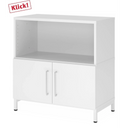 Mobile base bianco FlexWall con vano aperto, due ante e zoccolo di hjh OFFICE PRO
