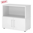Mobile sideboard bianco FlexWall con vano aperto e due ante su piedini di hjh OFFICE PRO