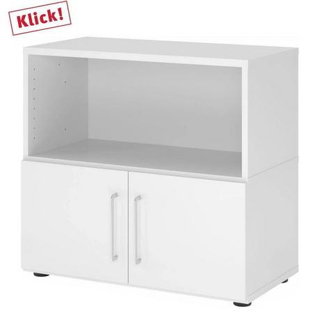 Mobile sideboard bianco FlexWall con vano aperto e due ante su piedini di hjh OFFICE PRO