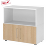 Mobile basso FlexWall in bianco e rovere con vano aperto e due ante di hjh OFFICE PRO