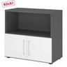 Mobile sottolavabo FlexWall in grafite e bianco con due ante e vano aperto di hjh OFFICE PRO