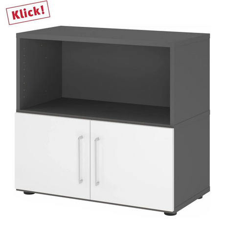 Mobile sottolavabo FlexWall in grafite e bianco con due ante e vano aperto di hjh OFFICE PRO