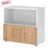 Madia FlexWall in bianco e rovere nodoso con vano aperto e due ante di hjh OFFICE PRO