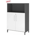 Armadio FlexWall in grafite e bianco con due ante, un vano aperto e base a zoccolo di hjh OFFICE PRO