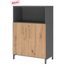Mobile ufficio FlexWall in grafite e rovere frassino con due ante e un vano aperto di hjh OFFICE PRO