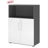 Armadio per documenti FlexWall in grafite e bianco con due ante e un vano aperto di hjh OFFICE PRO