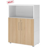 Armadio FlexWall in bianco e rovere con vano aperto e due ante di hjh OFFICE PRO