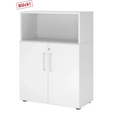 Mobile archivio bianco FlexWall con vano aperto, due ante e piedini di hjh OFFICE PRO