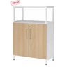 Armadio FlexWall con frontali effetto rovere, struttura bianca e base a zoccolo di hjh OFFICE PRO
