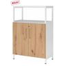 Armadio FlexWall con frontali in rovere rustico, telaio bianco e base a zoccolo di hjh OFFICE PRO